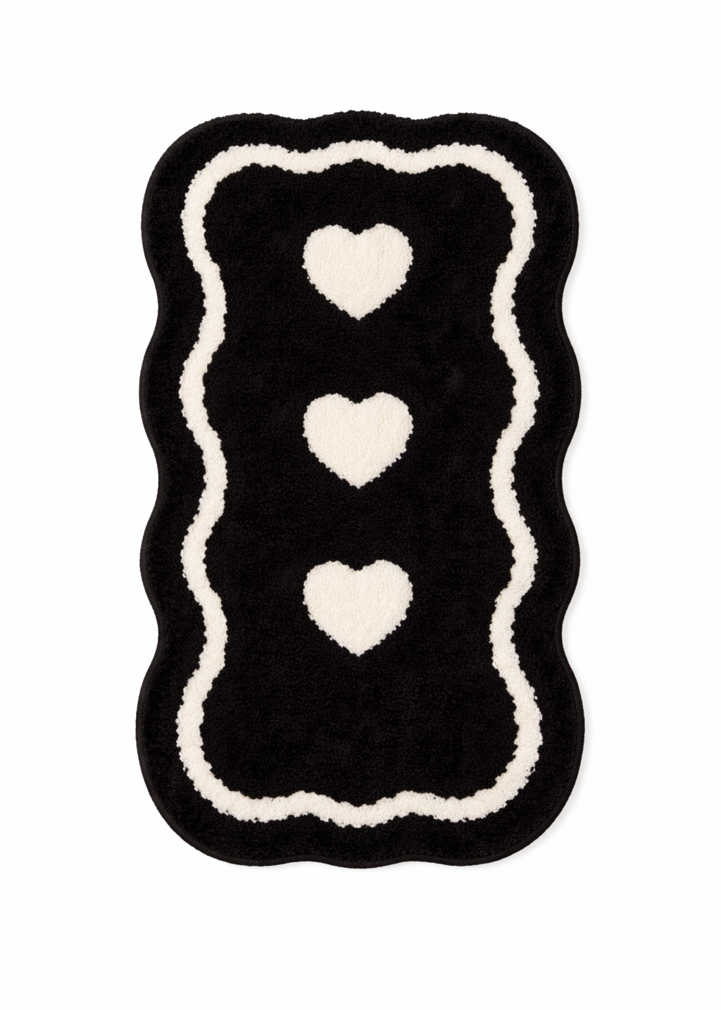 Tapis de bain cœur noir & blanc - Pure