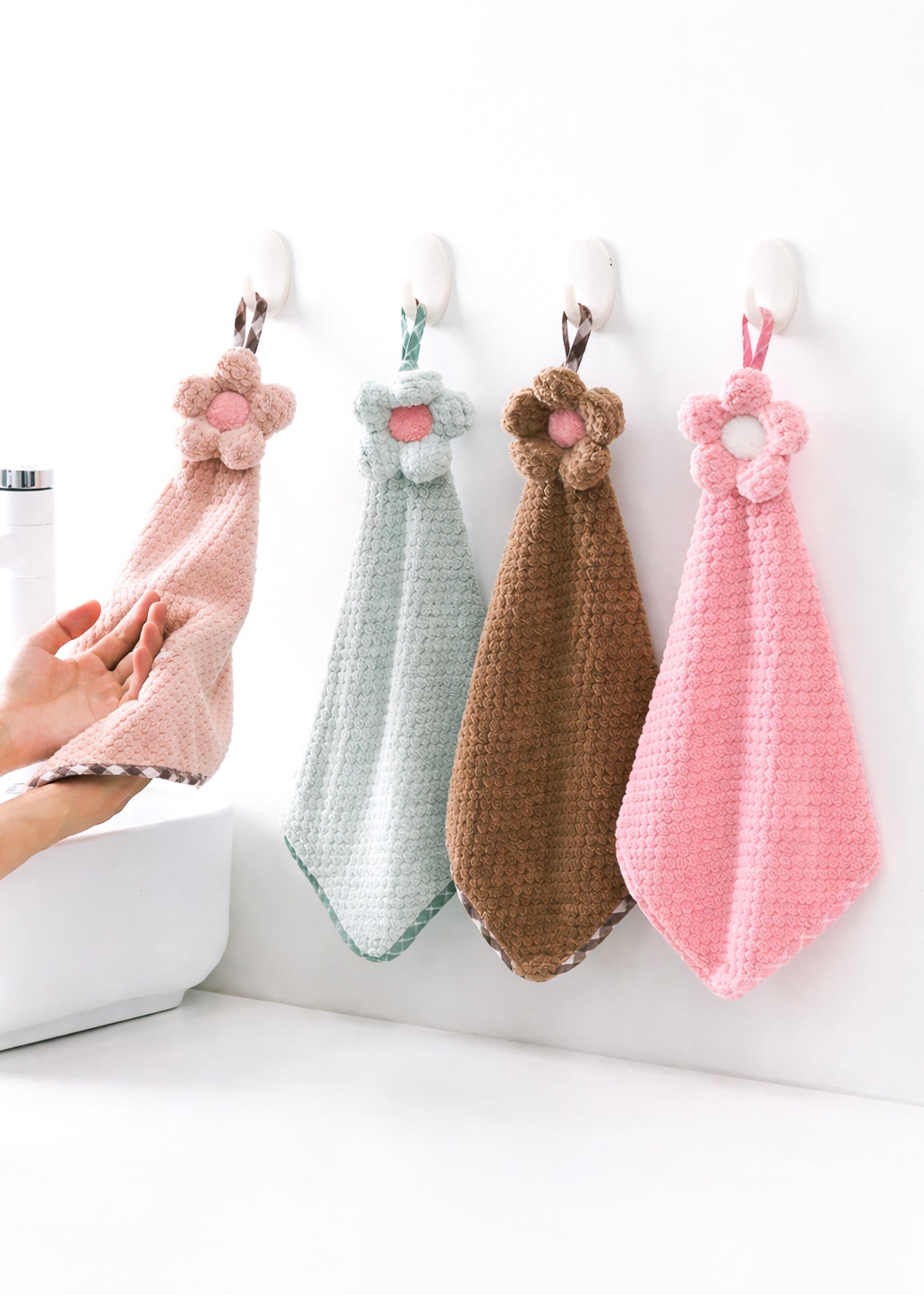 Microfiber hanging hand towels – Blossom 